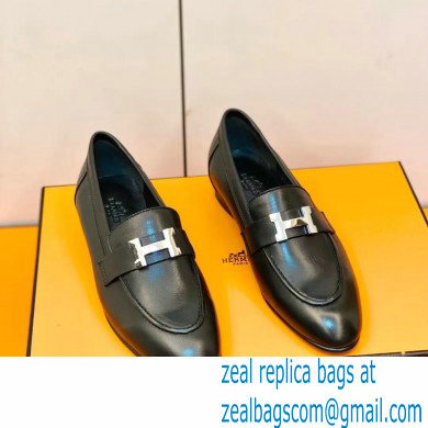 Hermes Leather royal Loafers Black