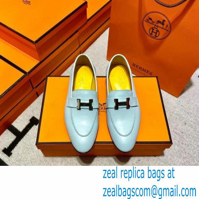 Hermes Leather royal Loafers Blue/yellow
