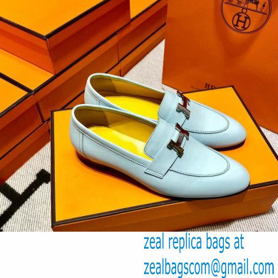 Hermes Leather royal Loafers Blue/yellow