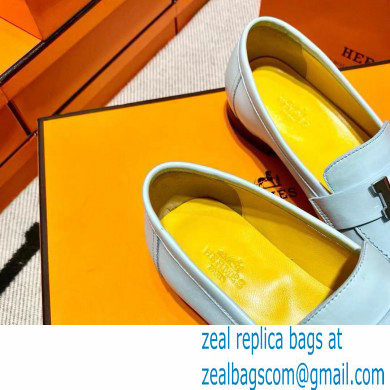 Hermes Leather royal Loafers Blue/yellow