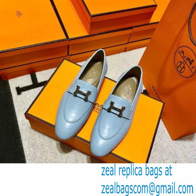 Hermes Leather royal Loafers Blue - Click Image to Close