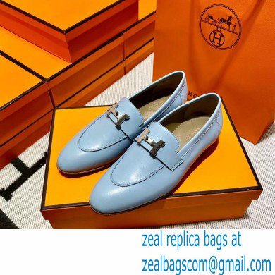 Hermes Leather royal Loafers Blue - Click Image to Close