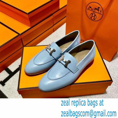 Hermes Leather royal Loafers Blue