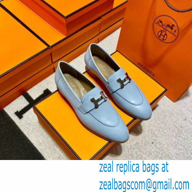 Hermes Leather royal Loafers Blue - Click Image to Close