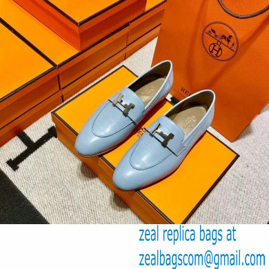 Hermes Leather royal Loafers Blue