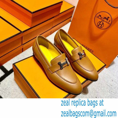 Hermes Leather royal Loafers Brown/yellow