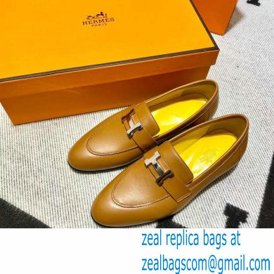 Hermes Leather royal Loafers Brown/yellow