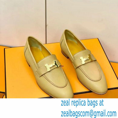 Hermes Leather royal Loafers apricot