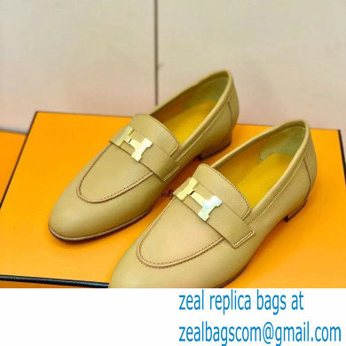 Hermes Leather royal Loafers apricot