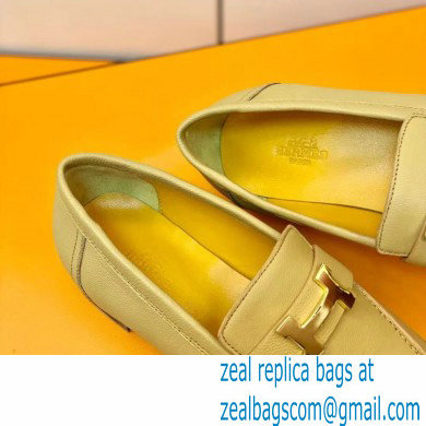 Hermes Leather royal Loafers apricot - Click Image to Close