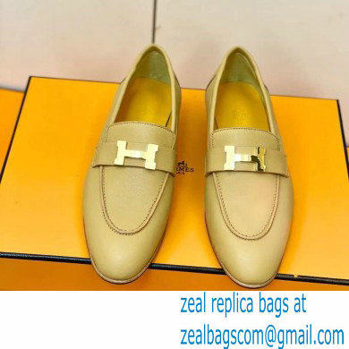 Hermes Leather royal Loafers apricot