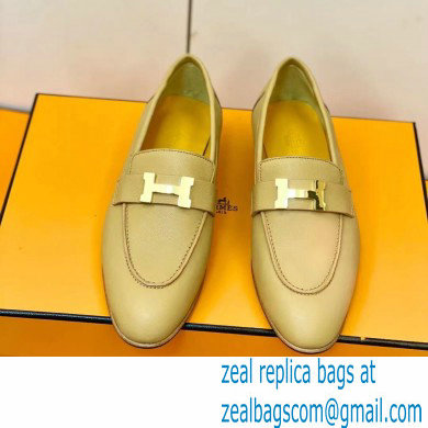 Hermes Leather royal Loafers apricot - Click Image to Close