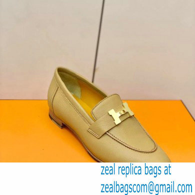 Hermes Leather royal Loafers apricot - Click Image to Close