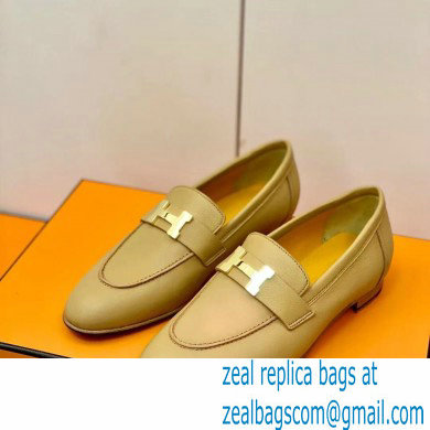 Hermes Leather royal Loafers apricot - Click Image to Close