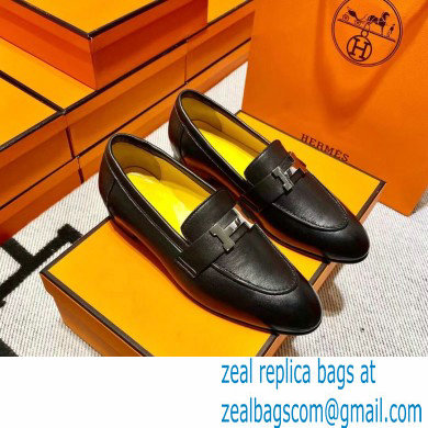 Hermes Leather royal Loafers black/YELLOW - Click Image to Close