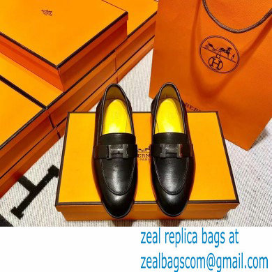 Hermes Leather royal Loafers black/YELLOW - Click Image to Close