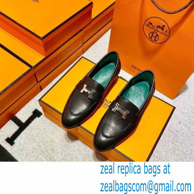 Hermes Leather royal Loafers black/green - Click Image to Close