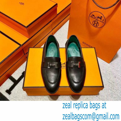 Hermes Leather royal Loafers black/green