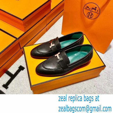 Hermes Leather royal Loafers black/green