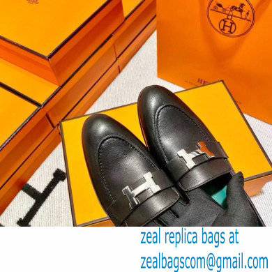 Hermes Leather royal Loafers black/green