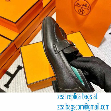 Hermes Leather royal Loafers black/green