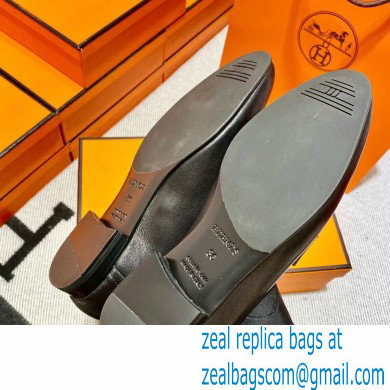 Hermes Leather royal Loafers black/pink new - Click Image to Close