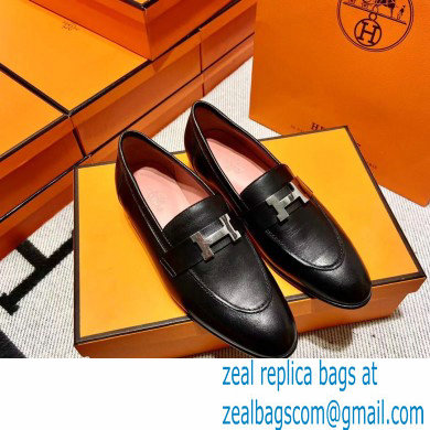 Hermes Leather royal Loafers black/pink - Click Image to Close