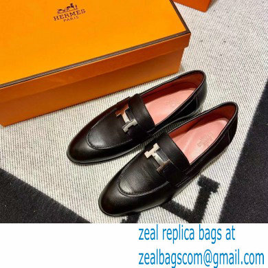 Hermes Leather royal Loafers black/pink - Click Image to Close