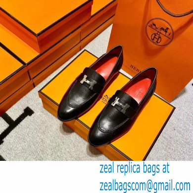 Hermes Leather royal Loafers black/red