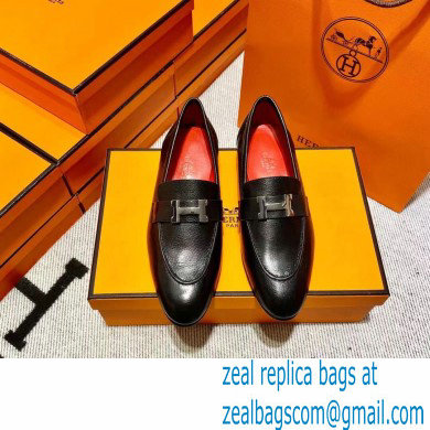 Hermes Leather royal Loafers black/red - Click Image to Close