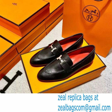 Hermes Leather royal Loafers black/red - Click Image to Close