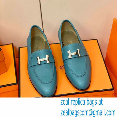Hermes Leather royal Loafers denim blue