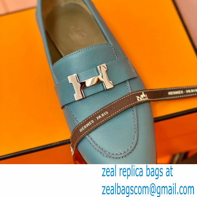 Hermes Leather royal Loafers denim blue