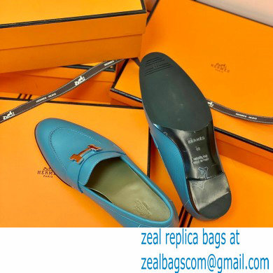 Hermes Leather royal Loafers denim blue - Click Image to Close