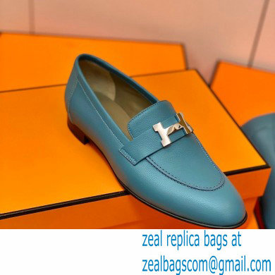 Hermes Leather royal Loafers denim blue