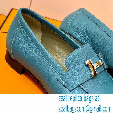 Hermes Leather royal Loafers denim blue