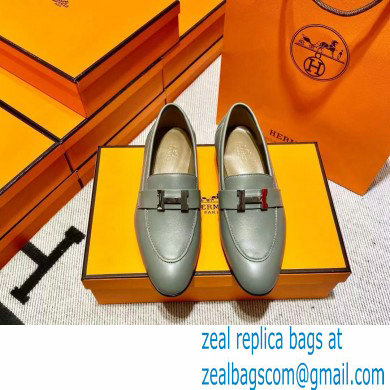 Hermes Leather royal Loafers gray - Click Image to Close