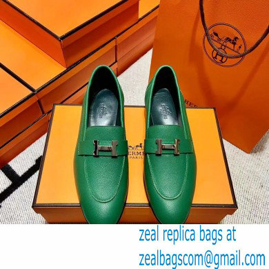 Hermes Leather royal Loafers green - Click Image to Close