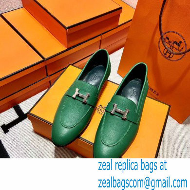 Hermes Leather royal Loafers green - Click Image to Close