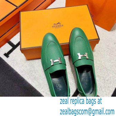 Hermes Leather royal Loafers green