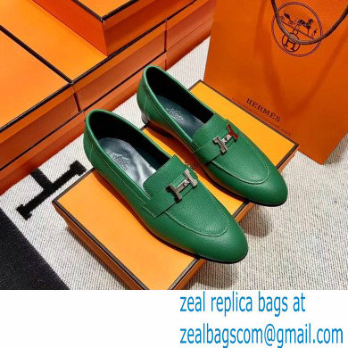 Hermes Leather royal Loafers green