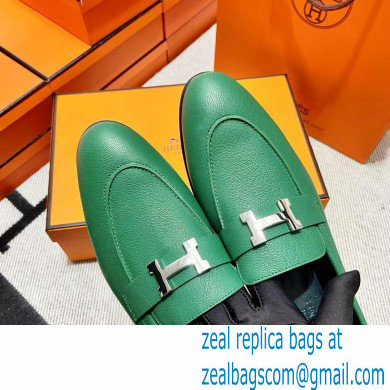 Hermes Leather royal Loafers green - Click Image to Close