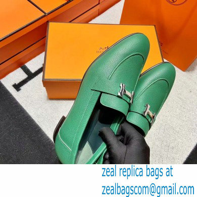 Hermes Leather royal Loafers green - Click Image to Close