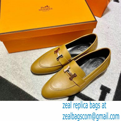 Hermes Leather royal Loafers olive green