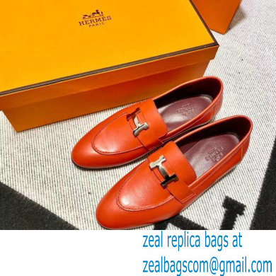 Hermes Leather royal Loafers red/burgundy