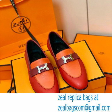 Hermes Leather royal Loafers red/orange