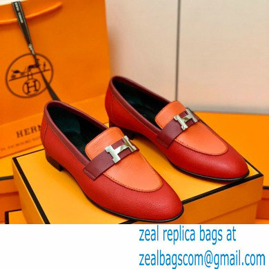 Hermes Leather royal Loafers red/orange - Click Image to Close