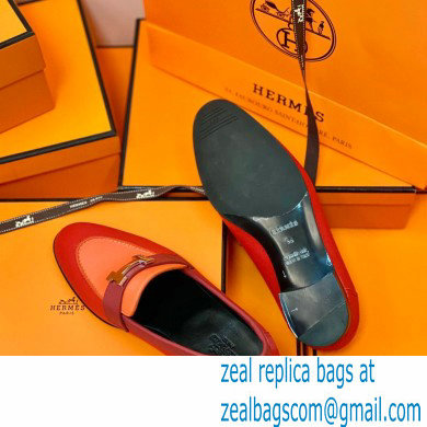 Hermes Leather royal Loafers red/orange