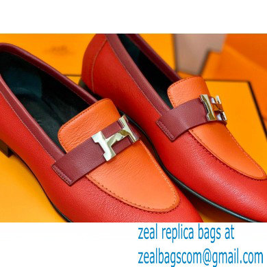 Hermes Leather royal Loafers red/orange - Click Image to Close