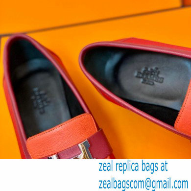 Hermes Leather royal Loafers red/orange - Click Image to Close